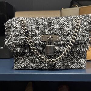 NWT Kurt Geiger Black and Gray Tweed Crossbody Bag